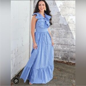 CK Bradley Blue Gingham Maxi Dress “Samba” size L
